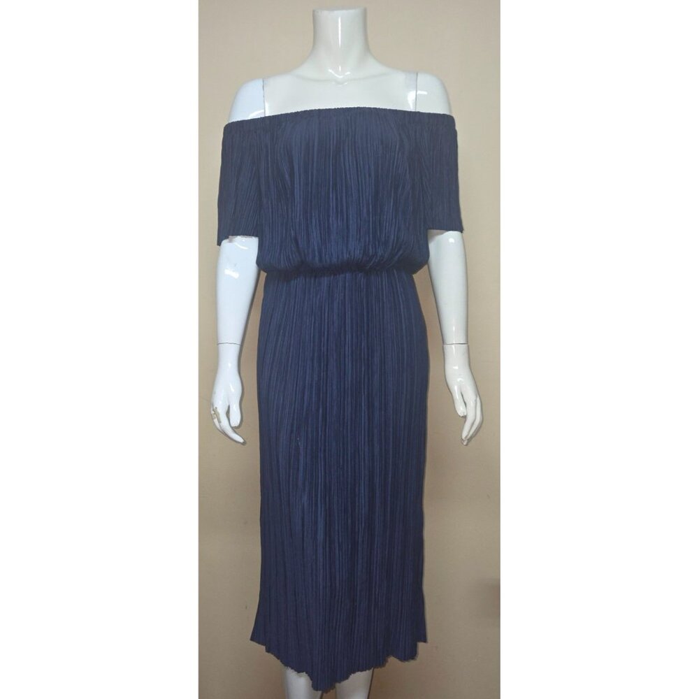 Gianni Bini Navy Blue Off-the-Shoulder Madeline Dress Size LARGE NEW Retail $99